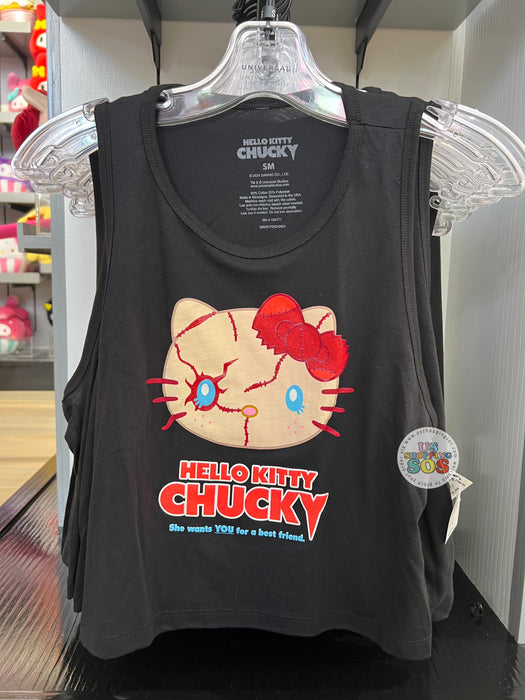 Universal Studios - Hello Kitty Chucky - Black Cropped Tank (Adult)