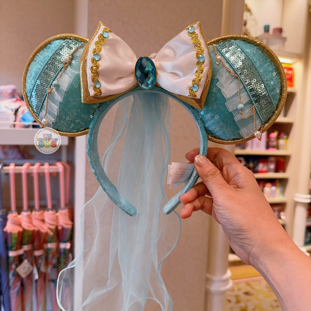HKDL - 2026 Jasmine Bow Ear Headband with Veil — USShoppingSOS display picture 1