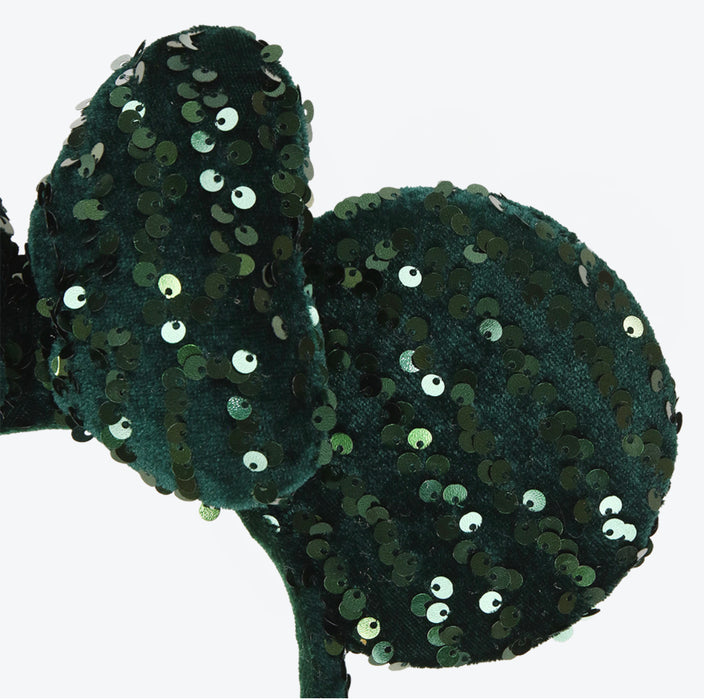TDR - Minnie Fluff & Sequin Green Color Ear Headband (Release Date: Nov 8, 2024)