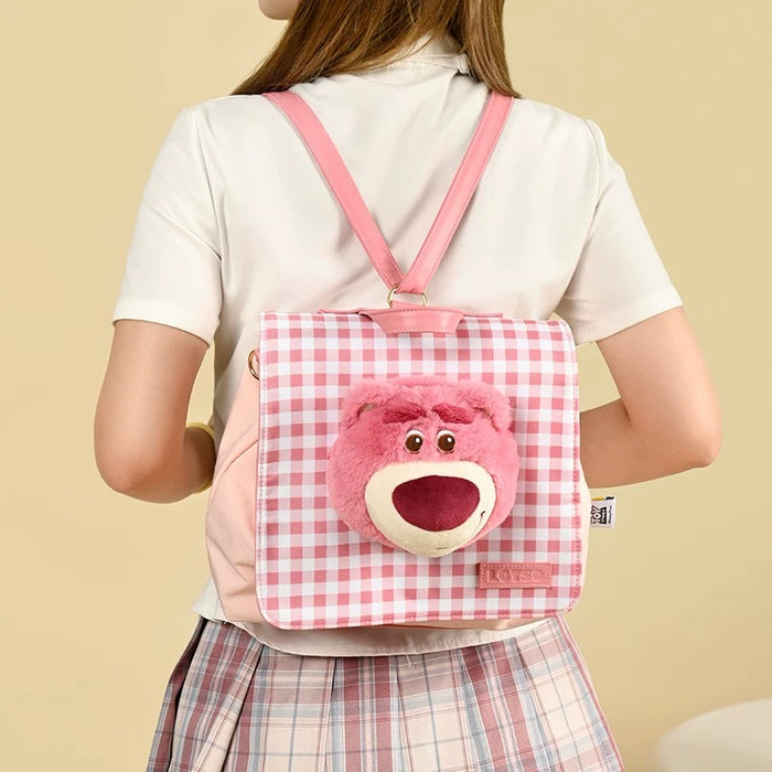 China Exclusive- Toy Story Lotso Big Face “Checkered Style’ 2 Ways Bag (Backpack & Shoulder Bag)