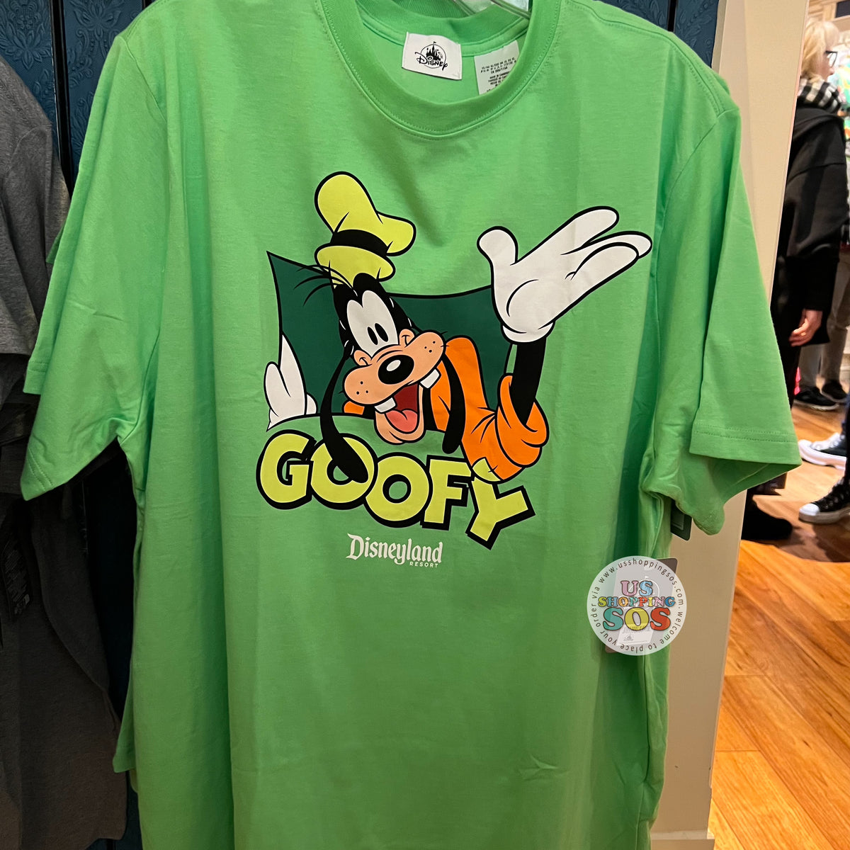 DLR Classic Mickey Friends Goofy Disneyland Resort Neon Green Graphic T shirt Adult