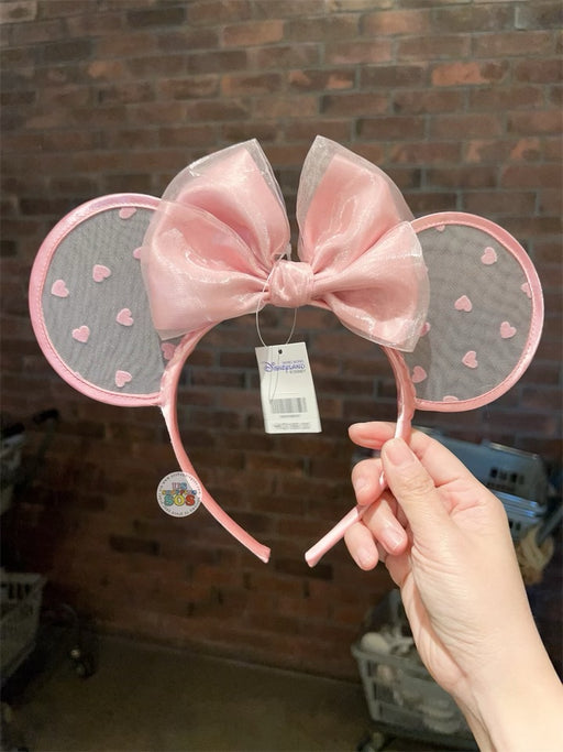 HKDL - Minnie Mouse Polka Dot Lace Ear Headband (Pink)