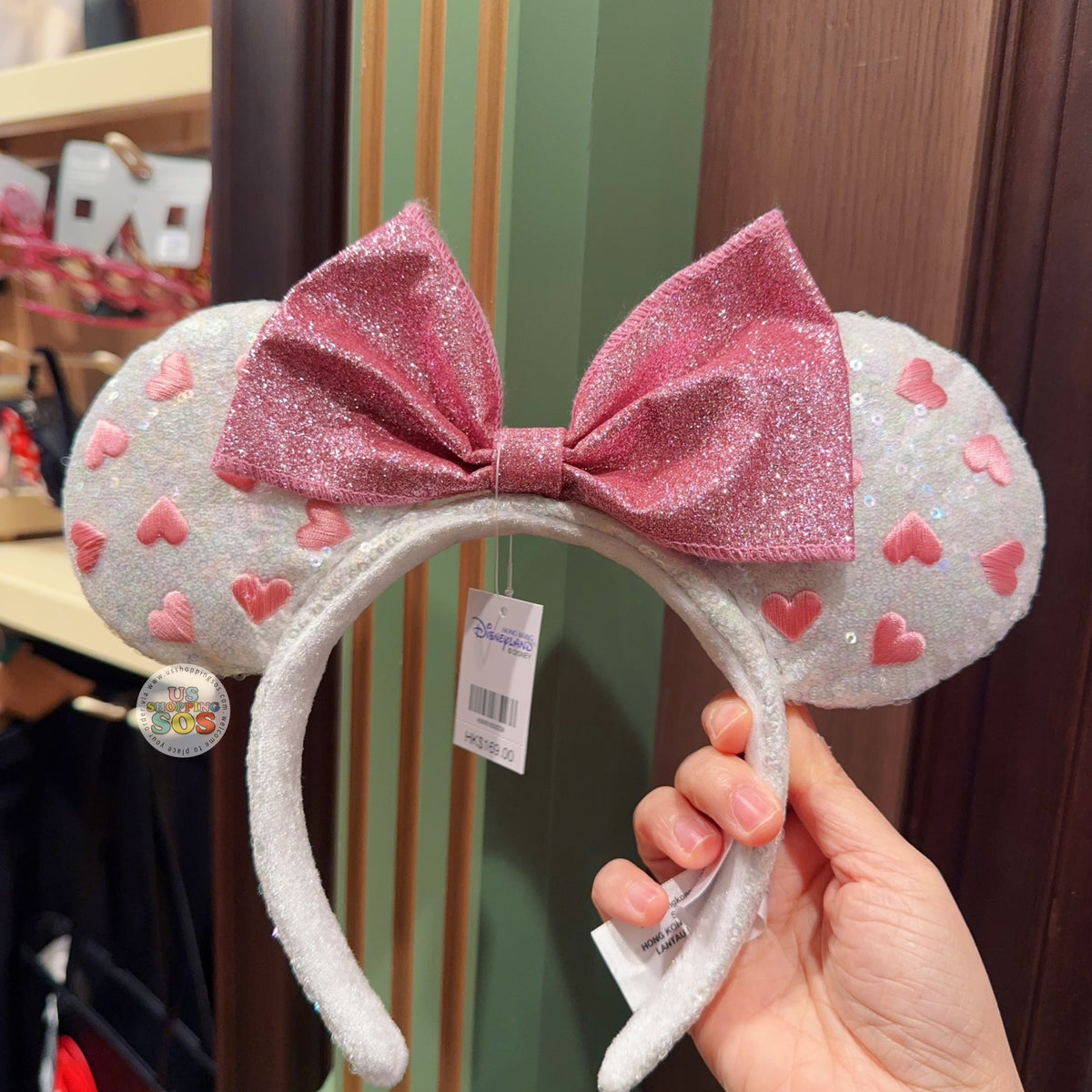 Disney x Tokyo Disneyland Pink Sequin Mickey Minnie Mouse Ears Headband Tokyo Disneyland resort Valentine main image 4