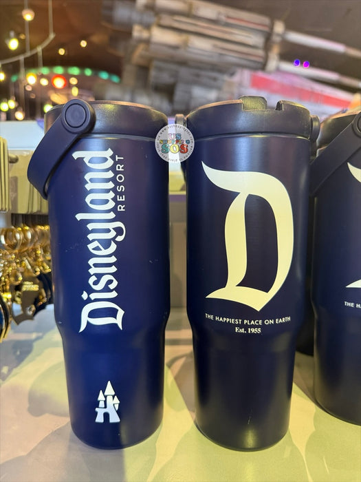 DLR/WDW - Disneyland Vintage D 2026 - Dark Navy Stainless Steel Water Bottle