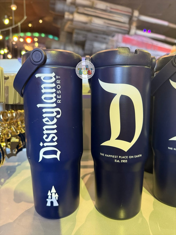 DLR/WDW - Disneyland Vintage D 2026 - Dark Navy Stainless Steel Water Bottle