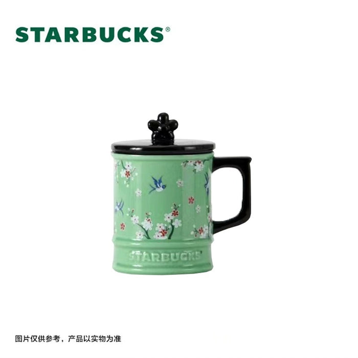 Starbucks China - Spring Garden 2024 - 9S. Green Ceramic Mug with Lid 410ml