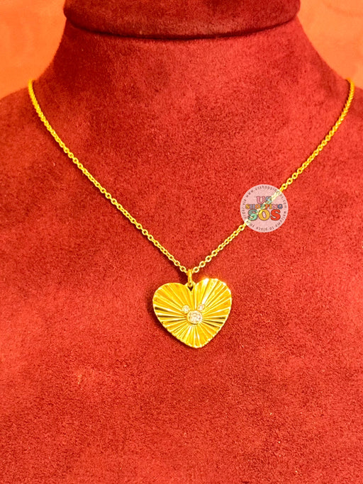 DLR/WDW - Crislu Cubic Zirconia Mickey Icon in Heart Yellow Gold Necklace