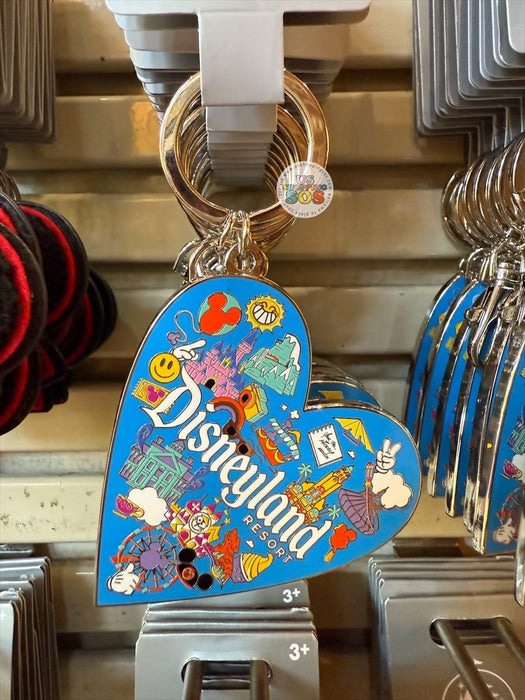 DLR - Disneyland Park Logo in Blue Heart Shape Keychain