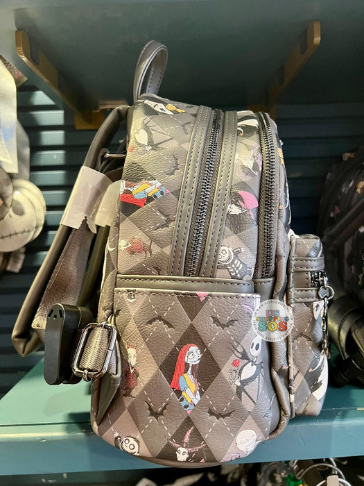 DLR/WDW - Tim Burton’s The Nightmare Before Christmas - Loungefly All-Over-Print-Character Diamond Pattern Backpack