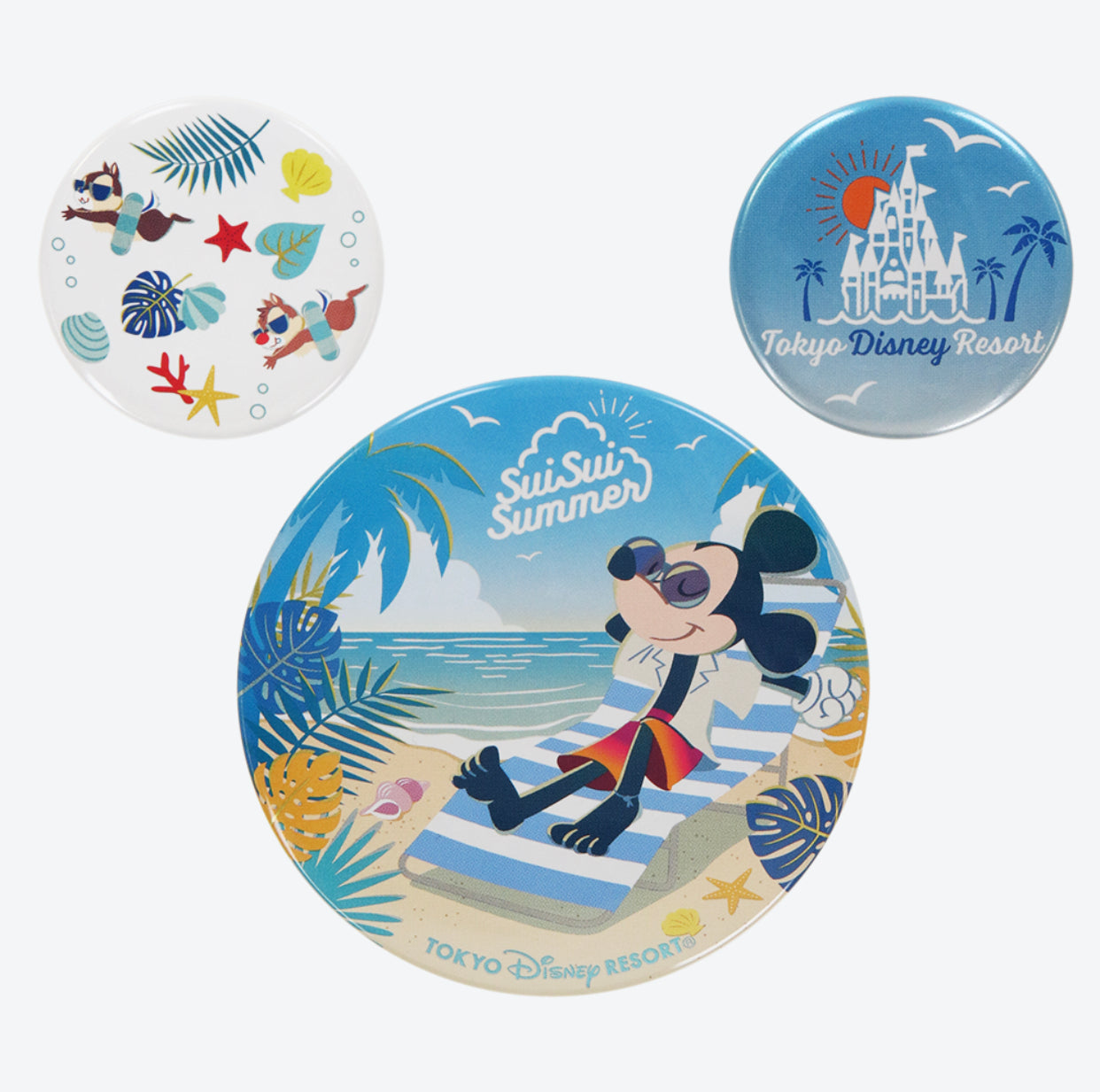 TDR - Sui Sui Summer Collection x Mickey & Friends Button Badges Set (Release Date: June 13, 2024)