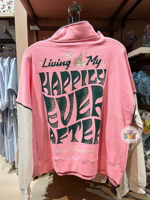 DLR/WDW - Park Logo Living My Happily Ever After Pink Pullover (Adult)