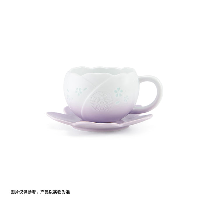 Starbucks China - Twilight Sakura 2026 - 3S. Cherry Blossom Jingdezhen Linglong Craft Porcelain Mug & Saucer Set 320ml