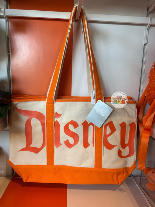 DLR/WDW - Logo Mania 2026 Park Hopper - Bright Orange Park Logo Canvas Tote Bag