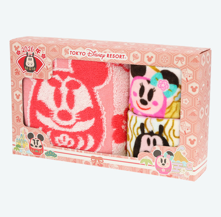 TDR - 2026 Happy New Year Mickey & Friends Collection x Mickey & Friends "Daruma" Face & Mini Imabari Towels Box Set of 3 (Release Date: Dec 1, 2025)