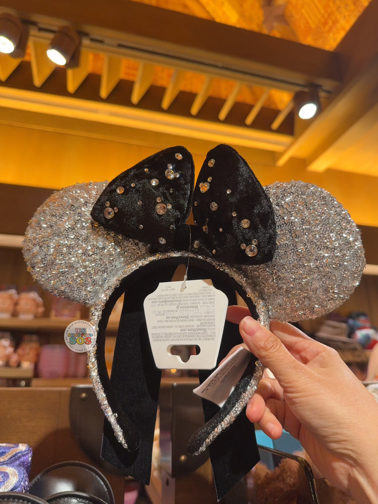 HKDL - Minnie Mouse Sequined Ear Headband (Color: Silver)