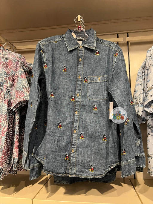 DLR/WDW - Classic Mickey All-Over-Print Denim Button-Up Shirt (Adult)