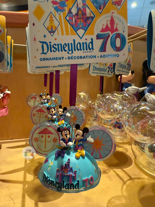 DLR - Disneyland 70th Celebration - Mickey & Minnie Mouse Ear Hat Ornament