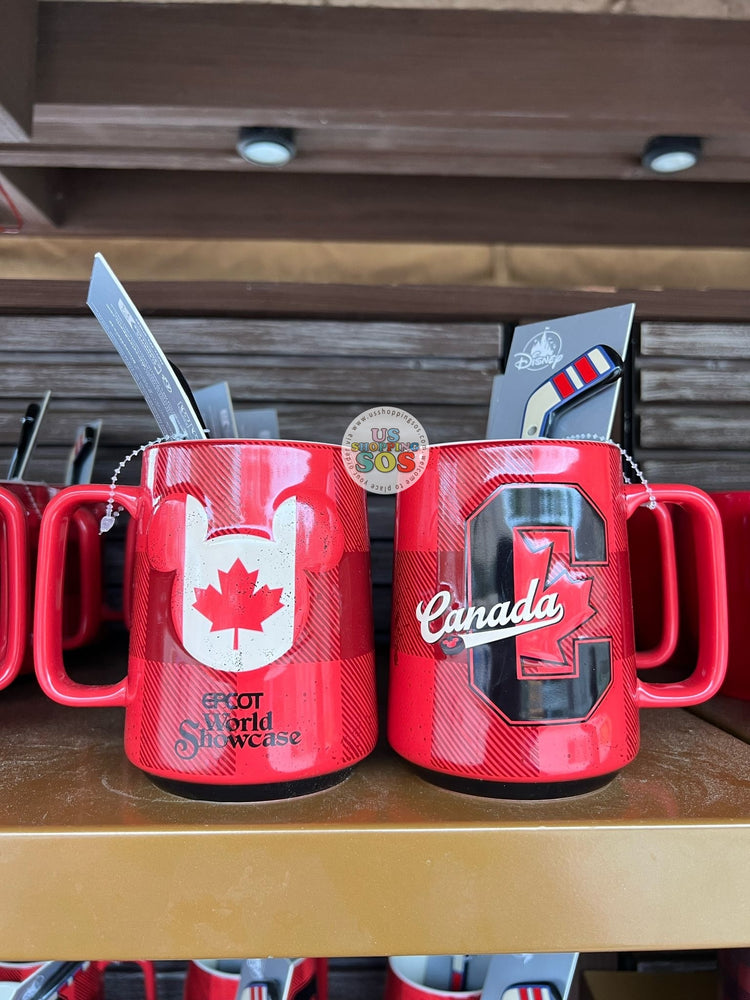 WDW - Epcot World Showcase Canada - Mickey Icon Red Mug with Hockey Stick Spoon