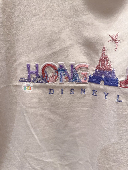 HKDL - 20th Anniversary Skyline Embroidery Wordings Tee/T Shirt for Adults (Color: White)