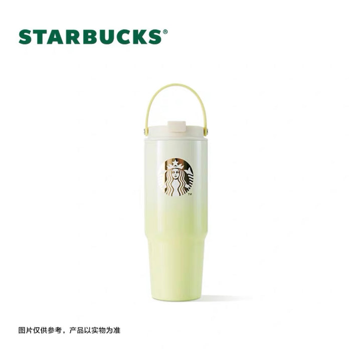 Starbucks China - Summer Fresh Green 2023 - 5. Ombré Double Drink Holes Stainless Steel Cup 820ml