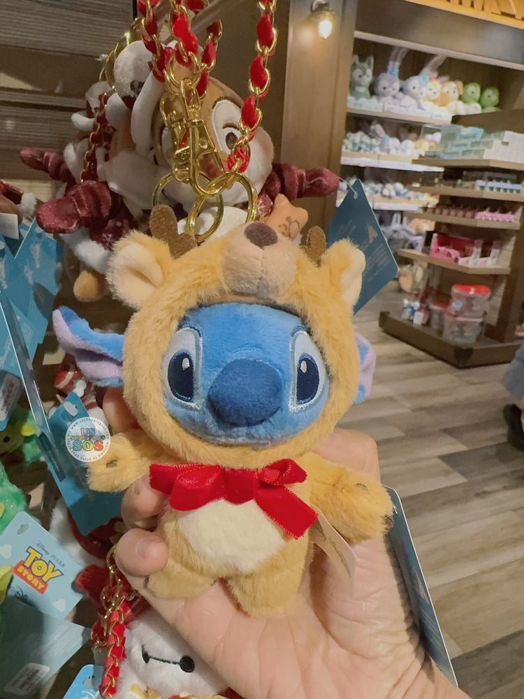 HKDL - 2025 Christmas Mickey & Friends x Stitch Plush Keychain