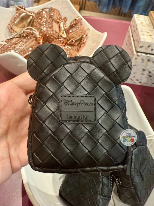 DLR/WDW - Loungefly Mickey Ear Black Intrecciato Pleather Mini Backpack Bag Charm