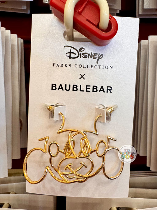 DLR/WDW - BaubleBar Mickey Face Goldtone Outline Earrings