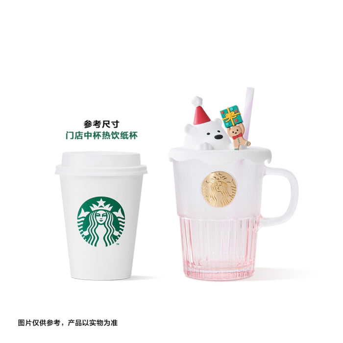 Starbucks China - Christmas 2023 - 2. Holiday Polar Bear & Gingerbread Glass Mug with Straw 400ml