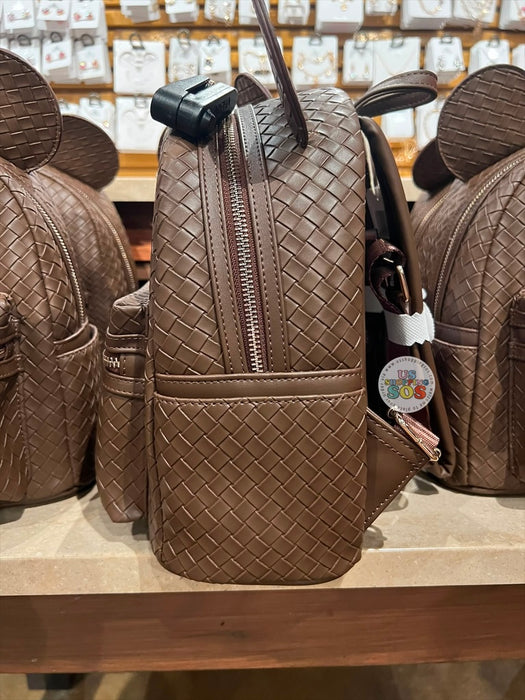 DLR/WDW - Loungefly Mickey Ear Chocolate Intrecciato Pleather Backpack