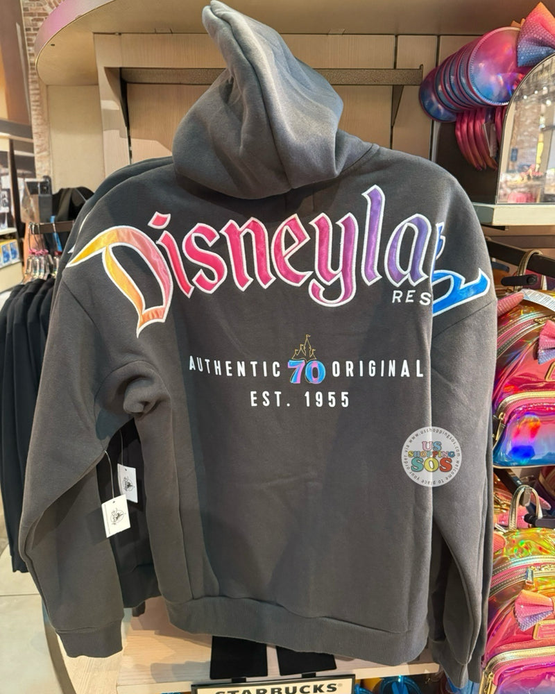 DLR - Disneyland 70th Celebration - Dark Grey Disneyland Authentic Original Hoodie Jacket (Adult)