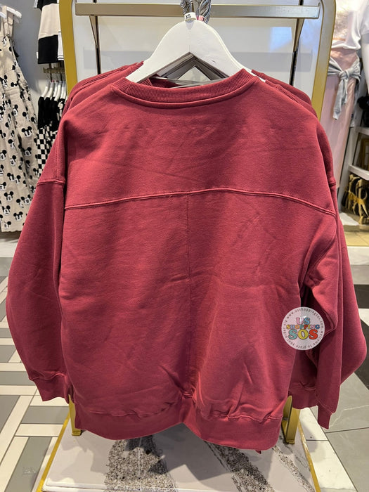 DLR/WDW - Christmas 2024 - Big Face Santa Pooh & Wreath Burgundy Pullover (Adult)