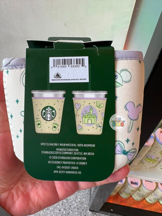 DLR/WDW - Starbucks 2026 - Castle Cream/Lavender Fabric Cup Sleeve (Compatible with Starbucks 16oz Cold Cups)