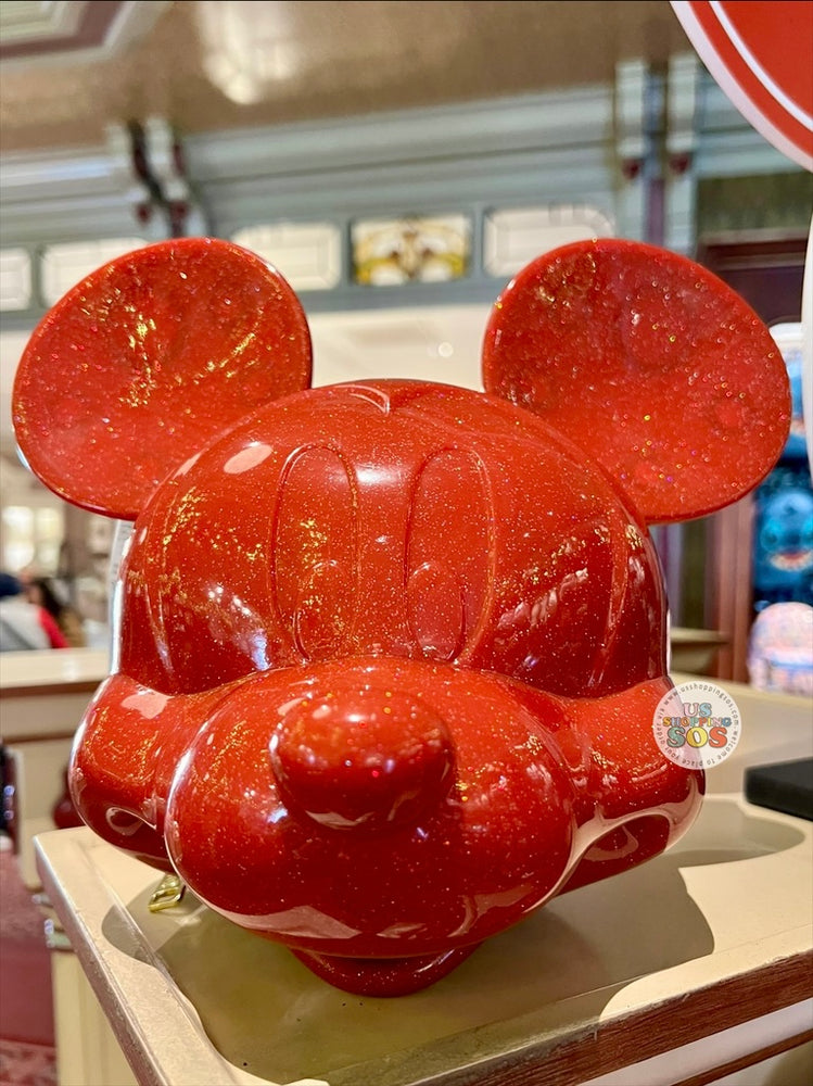 DLR/WDW - Loungefly 3D Mickey Big Face Christmas Red Sparkle Crossbody Bag