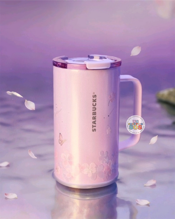 Starbucks China - Twilight Sakura 2026 - 12S. Cherry Blossom Radiant Falling Stainless Steel Desktop Cup 660ml