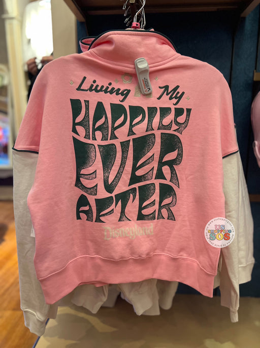 DLR/WDW - Park Logo Living My Happily Ever After Pink Pullover (Adult)