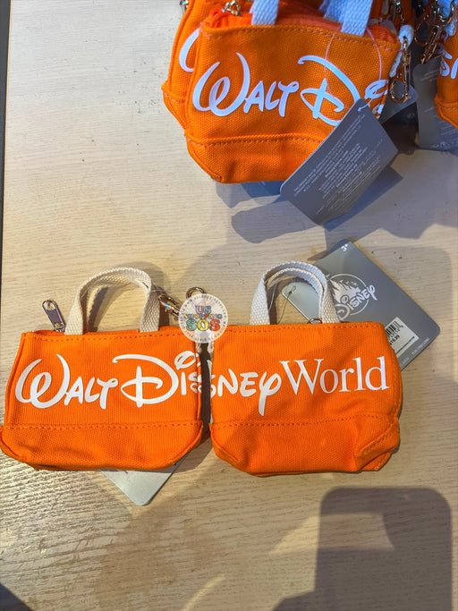 DLR/WDW - Logo Mania 2026 Park Hopper - Bright Orange Park Logo Coin Pouch Keychain