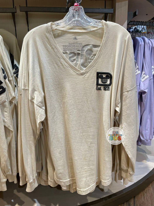 DLR/WDW - Spirit Jersey Black Logo & Words Cream V-Neck Pullover (Adult)