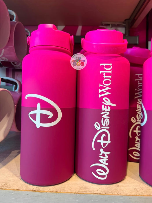 DLR/WDW - Logo Mania 2026 Fantasyland Feels - Bright Pink Park Logo Stainless Steel Water Bottle 1L