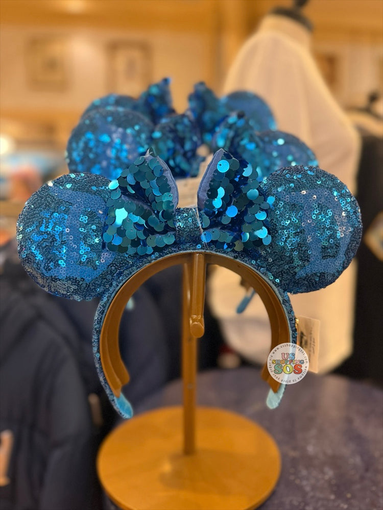 DLR/WDW - Disneyland 70th Vault - D Logo Aqua Sequin Ear Headband