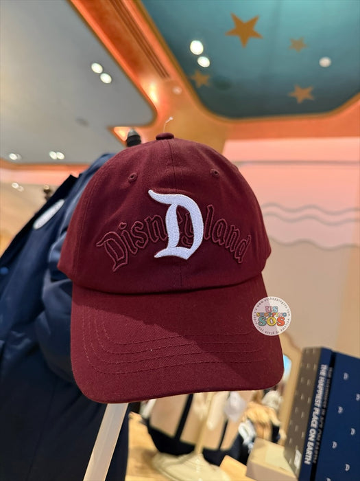 DLR/WDW - Disneyland Vintage D 2026 - Dark Burgundy Baseball Cap