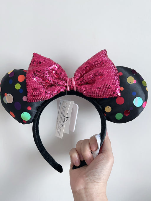 Disneyland Paris - Minnie Mouse Multi Color Sequin Bow Ear Headband