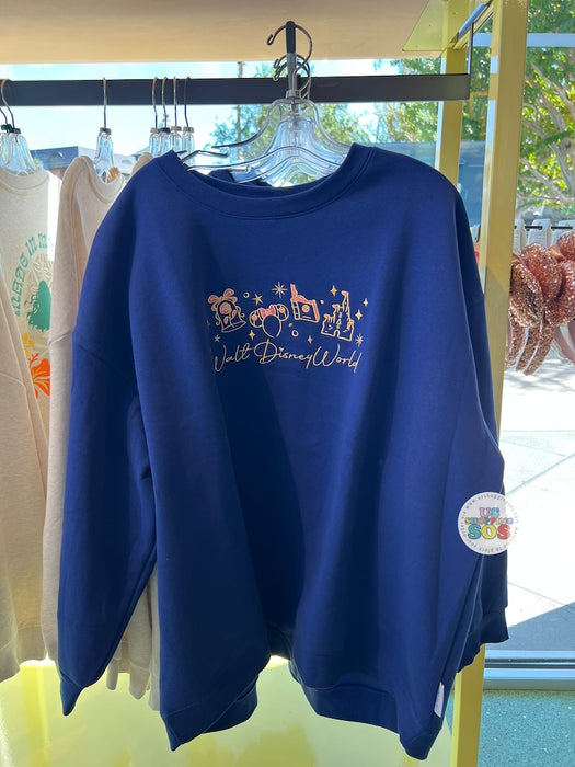 DLR/WDW - Park Icon & Park Logo Royal Blue Fleece Pullover (Adult) 2026
