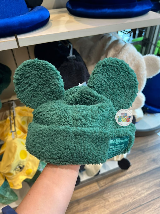 DLR/WDW - Mickey Park Logo Fluffy Sherpa Christmas Green Ear Beanie (Adult)