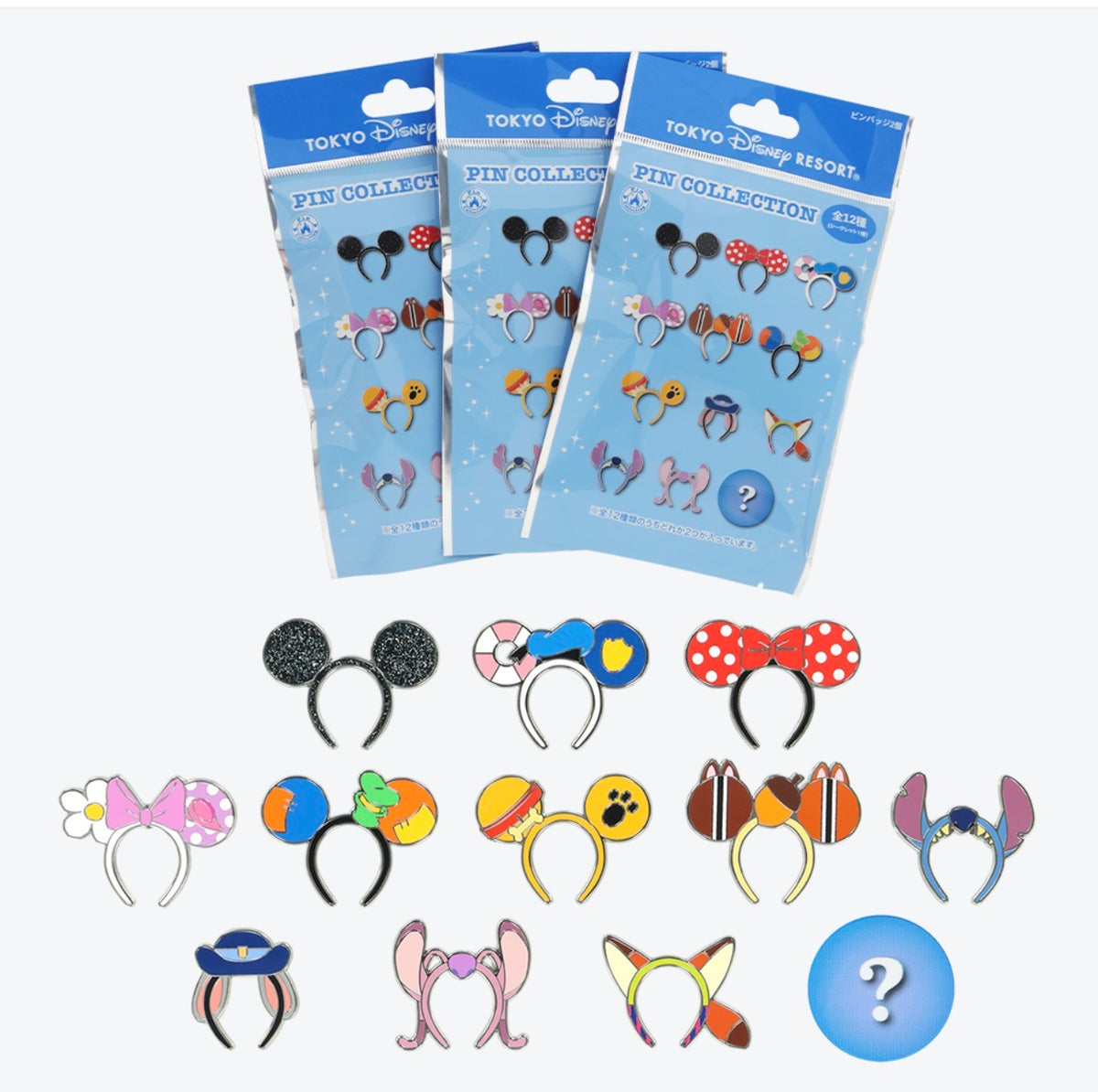 TDR - Tokyo Disney Resort Headbands Shaped Pin Badge Set of 2 