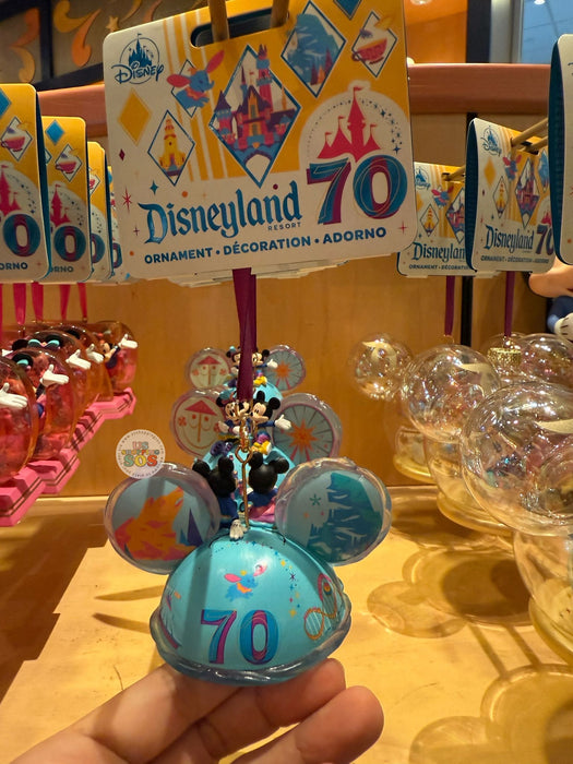 DLR - Disneyland 70th Celebration - Mickey & Minnie Mouse Ear Hat Ornament