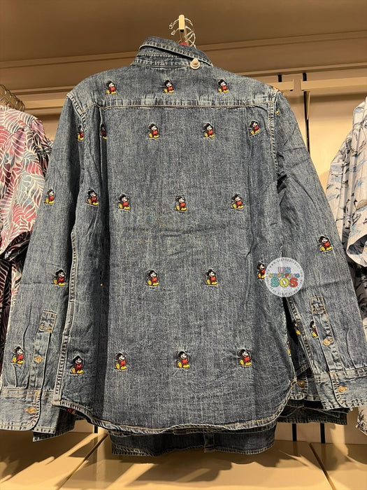 DLR/WDW - Classic Mickey All-Over-Print Denim Button-Up Shirt (Adult)