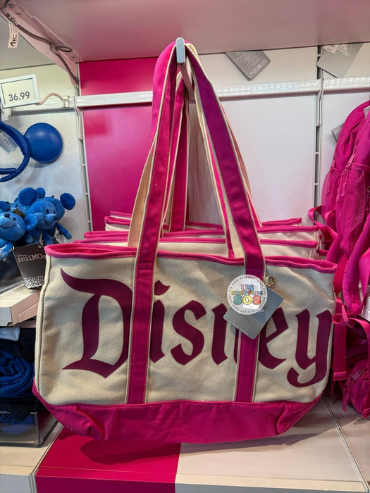 DLR/WDW - Logo Mania 2026 Fantasyland Feels - Bright Pink Park Logo Canvas Tote Bag