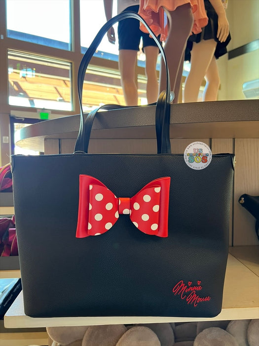 DLR/WDW - Minnie Mouse Black Imitation Leather Big Tote Bag