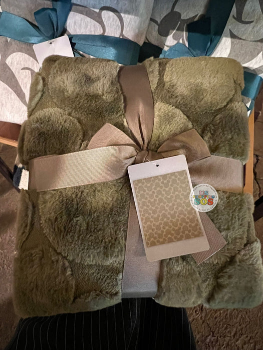 DLR/WDW - Mickey Icon Olive Green Faux Fur Blanket Throw