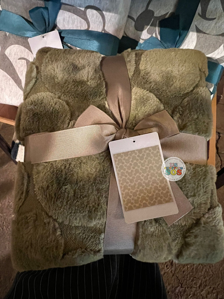DLR/WDW - Mickey Icon Olive Green Faux Fur Blanket Throw